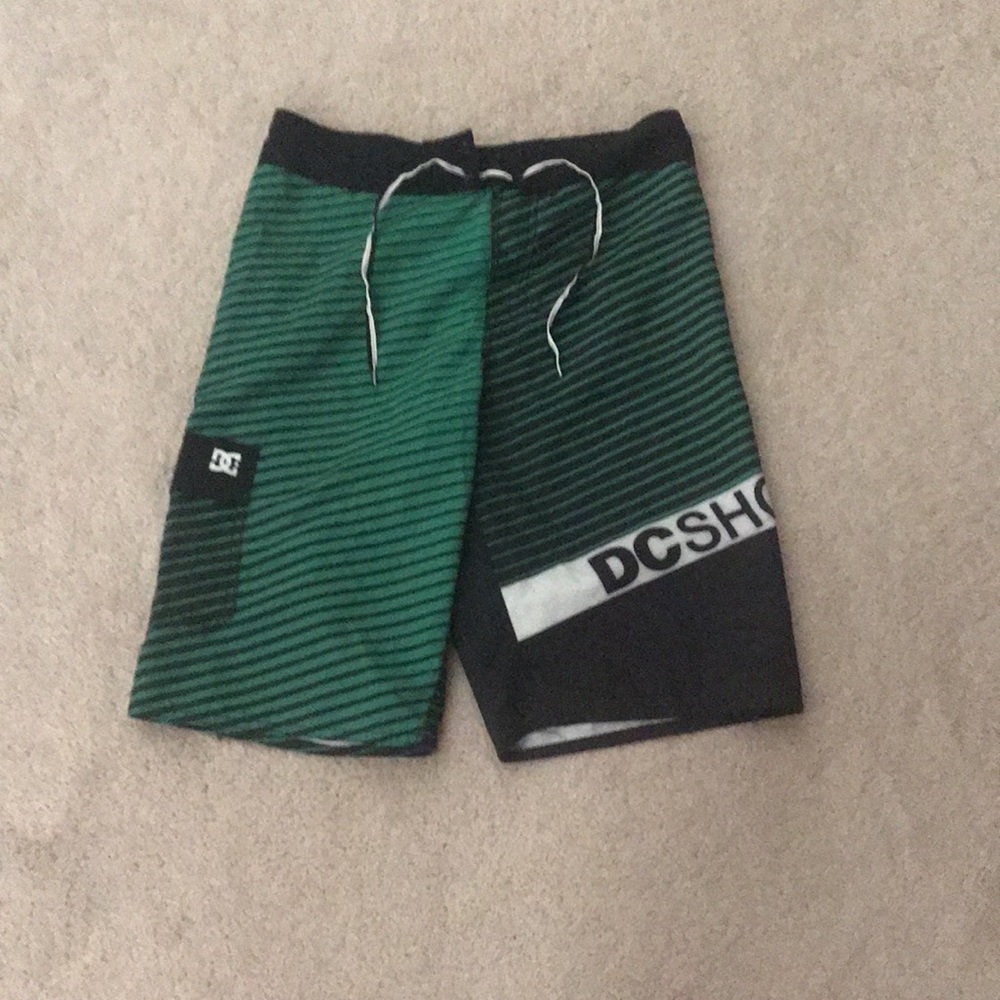 DC Green and Black Striped  swim Shorts